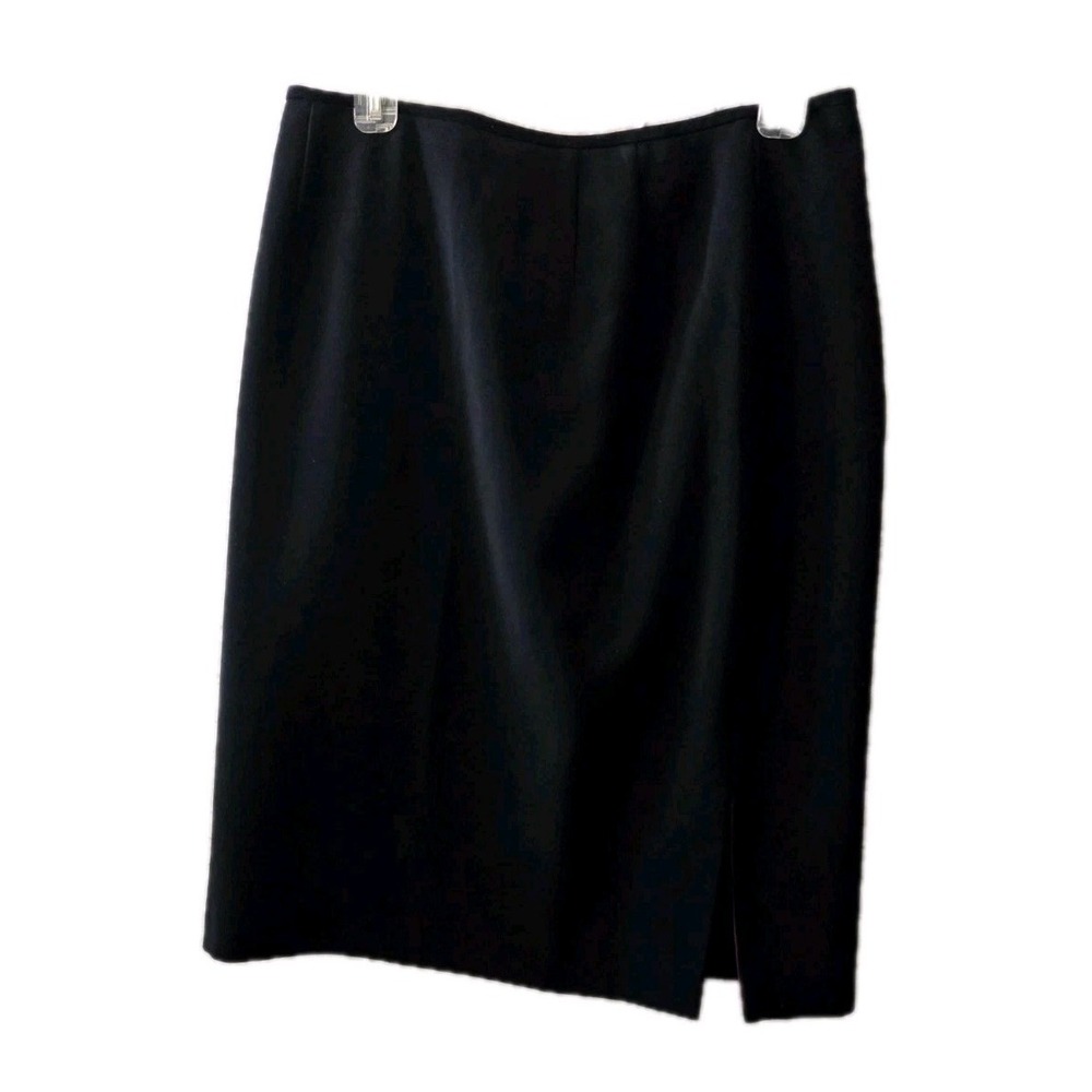 Le Suit Black Pencil Skirt Womens 12 Side Slit Lined Career Work Midi